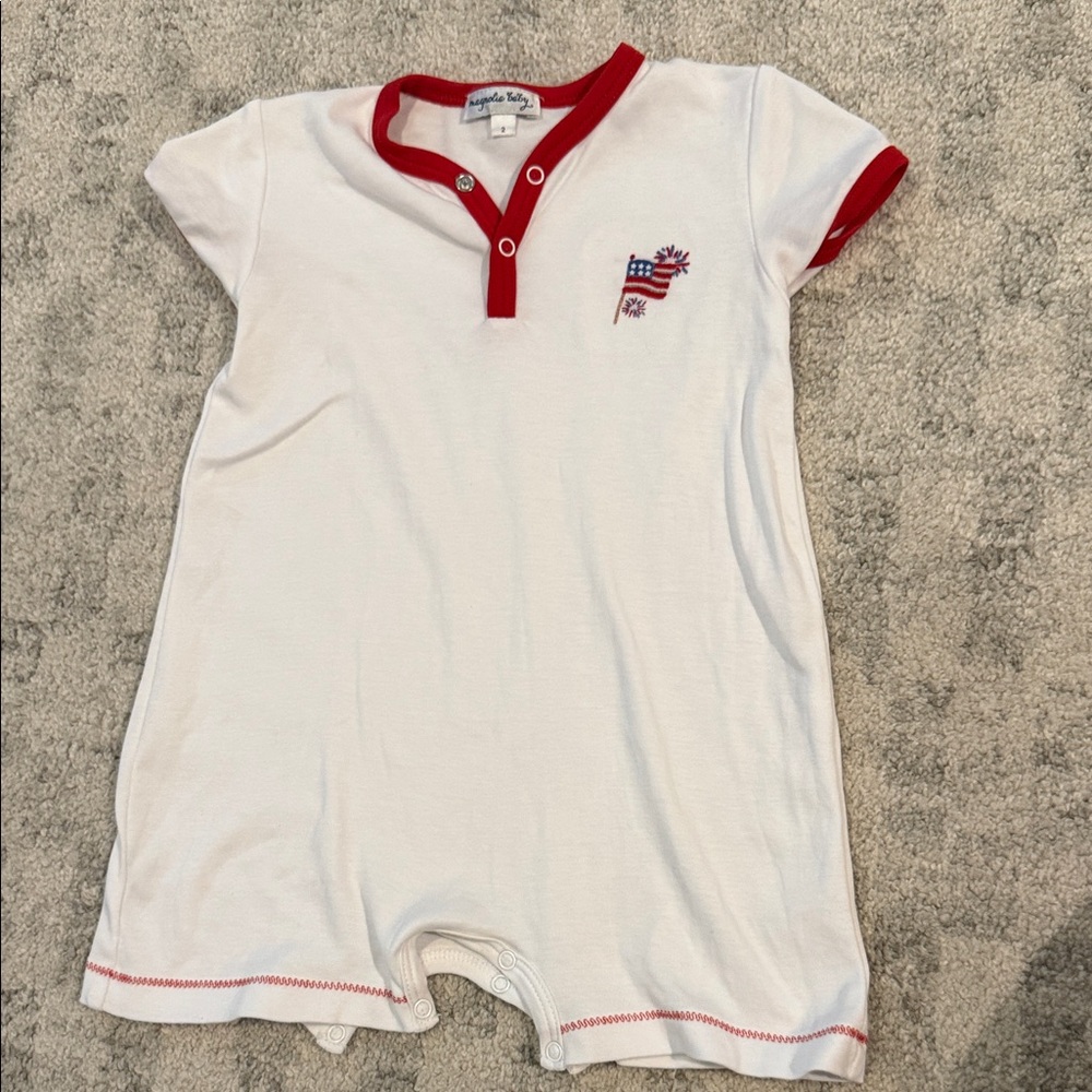 Patriotic Kids One Piece Romper - Red & White